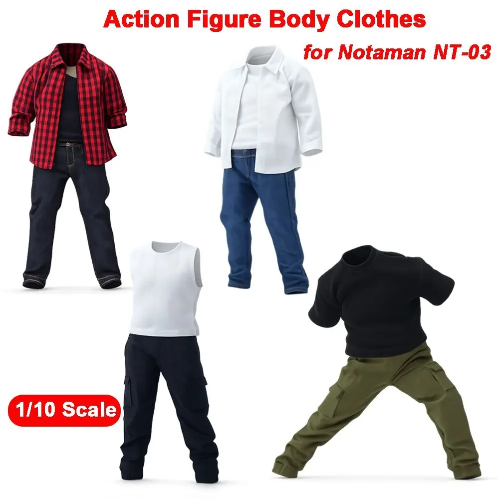 Doll Accessories 1/10 Scale Doll Clothes Vest Jeans Male Clothes Shirt Doll Clothing Set for Notaman NT-03 Strong Soldier