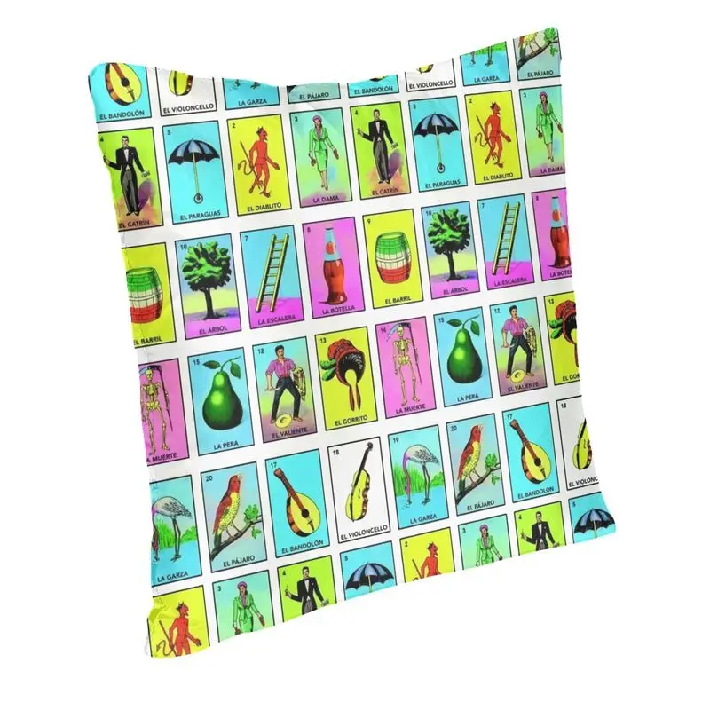 Custom Nordic Style Loteria Card Mexican Bingo Lottery Throw Pillow Case Home Decor Cushion Cover 45x45cm Pillowcover for Sofa