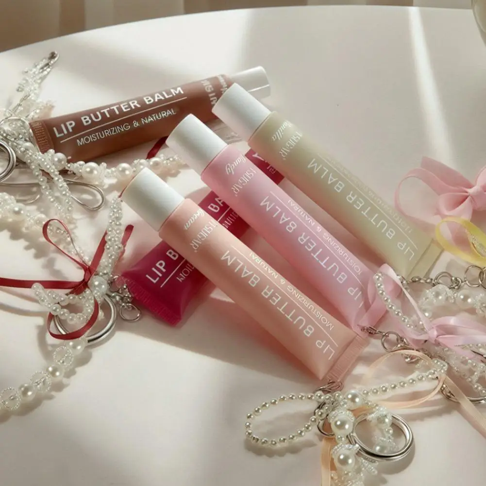 リップバターバーム 保湿クリスタルリップバーム オイルジェリーリップグロス 5色バターリップ パールチェーングレーズ チェリーピンク リップメイク