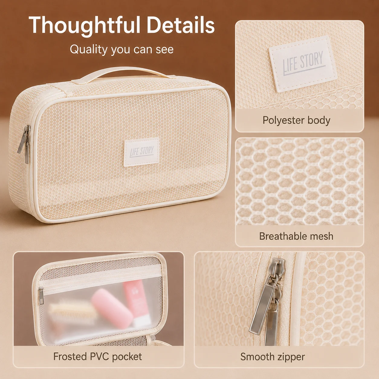 Mesh Hair Dryer Storage Bag Large Capacity Travel Organizer for Curling Iron Straightener Comb Cable Toiletry Makeup Accessories