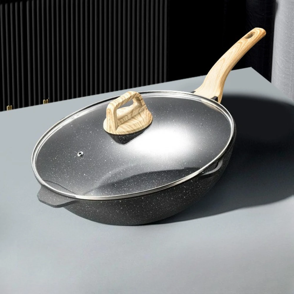 

1 шт. сковорода с крышкой, медицинский камень, сковорода с антипригарным покрытием, бытовая сковорода для стейка, многофункциональные бездымные воксы (32 см)