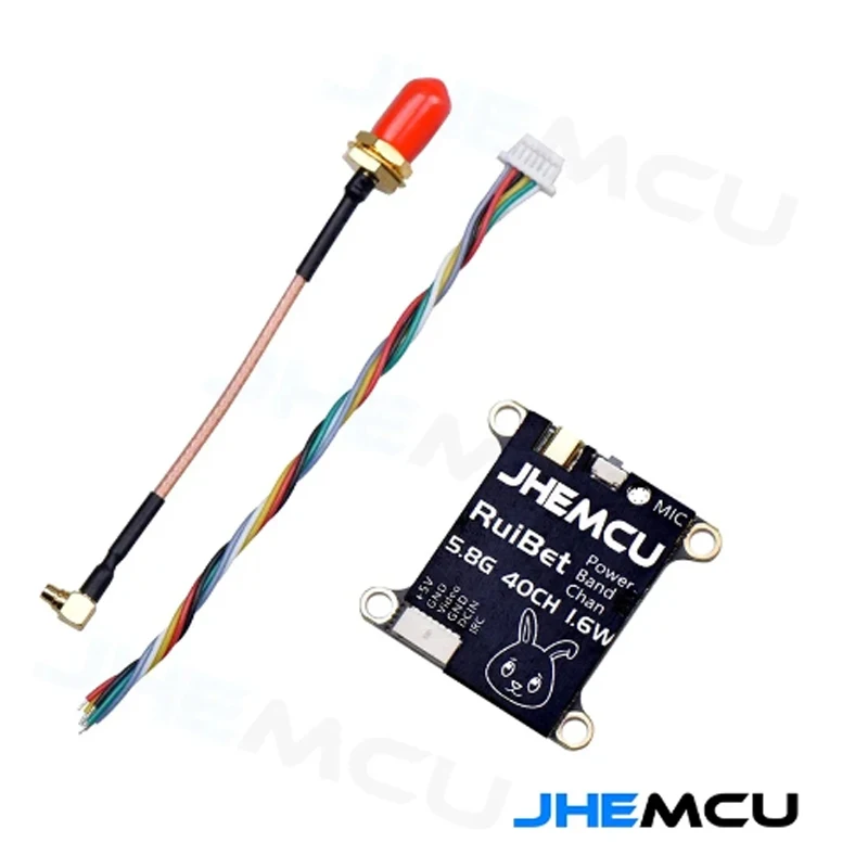 JHEMCU RuiBet Tran-3016W 5.8G 40CH 1.6W PitMode Adjustable VTX Built-in Microphone 2-6S 30X30mm for RC Airplane FPV