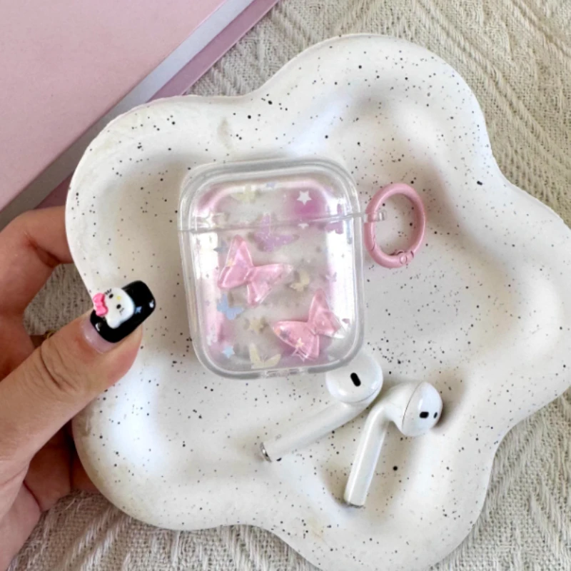 

Dimensional Butterfly Earphone Protective Cover for Custom TPU Transparent Soft Shell AirPods Pro Earphone Cover with Pendant
