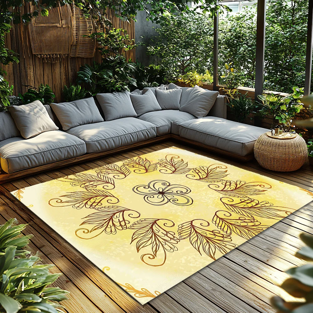 Elegant Persian Area Rug Vintage Oriental Carpet Bohemian Floor Mat Living Room Decor Non-Slip Home Accent Modern Patterned Floo