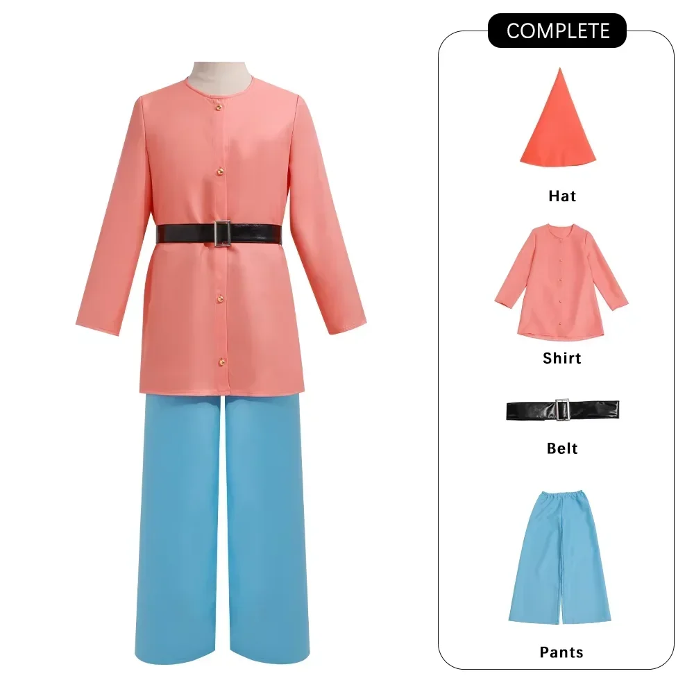 Disfraces de cosplay de los siete enanitos de anime, disfraz de Blancanieves, trajes coloridos, camisa, pantalones, sombrero, disfraces de enanitos para Halloween, unisex.