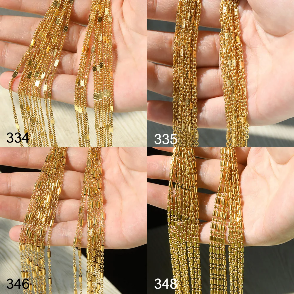 10Pcs/Lot 45cm Stainless Steel Gold Color Chains Necklace For Women Jewelry Making Chains Accessories DIY Handmade Supplies