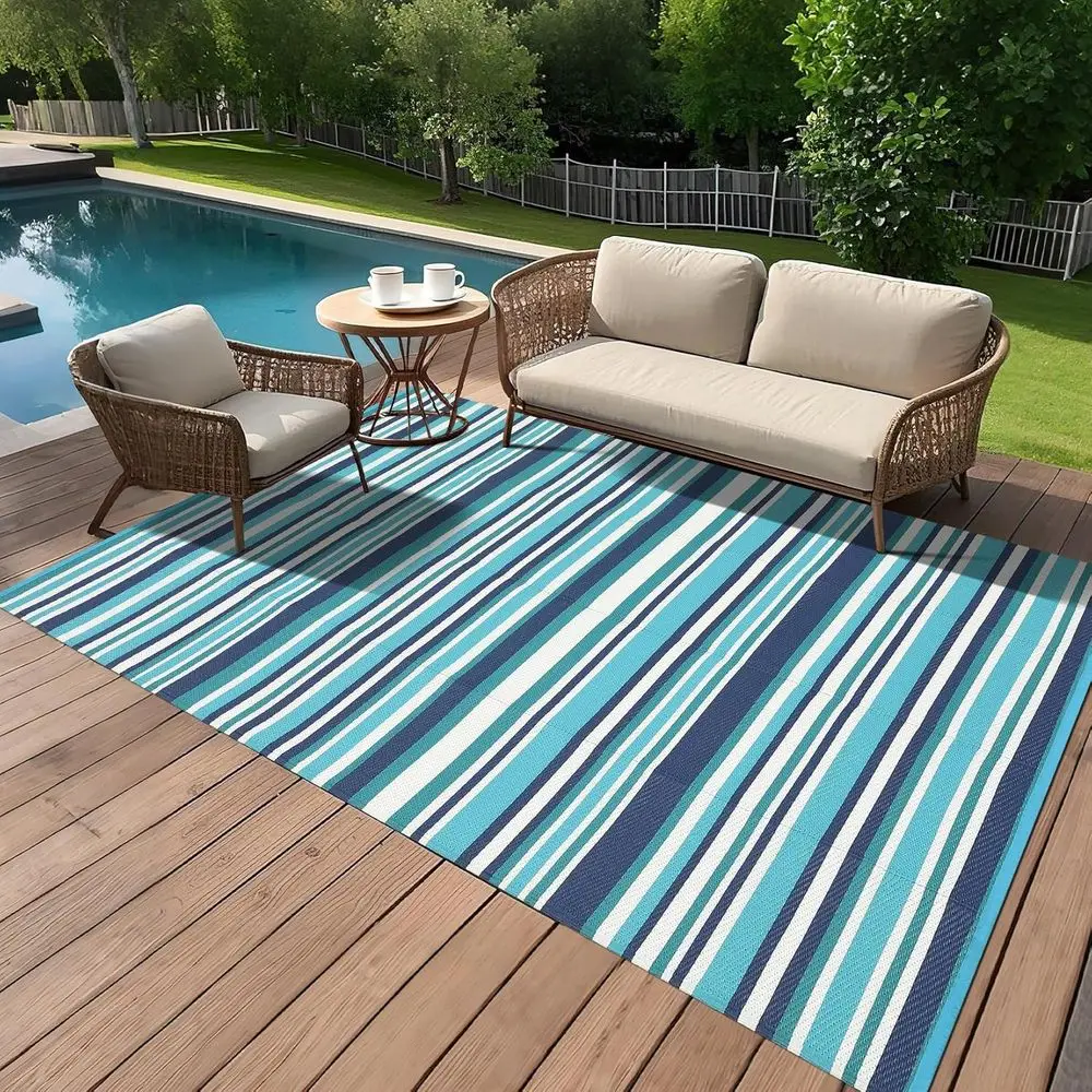 

Reversible Waterproof Outdoor Rug, 9x12, Colorful for RV, Picnic, Camping, Weather-Resistant Patio, Porch, Backyard, Garden, Dec