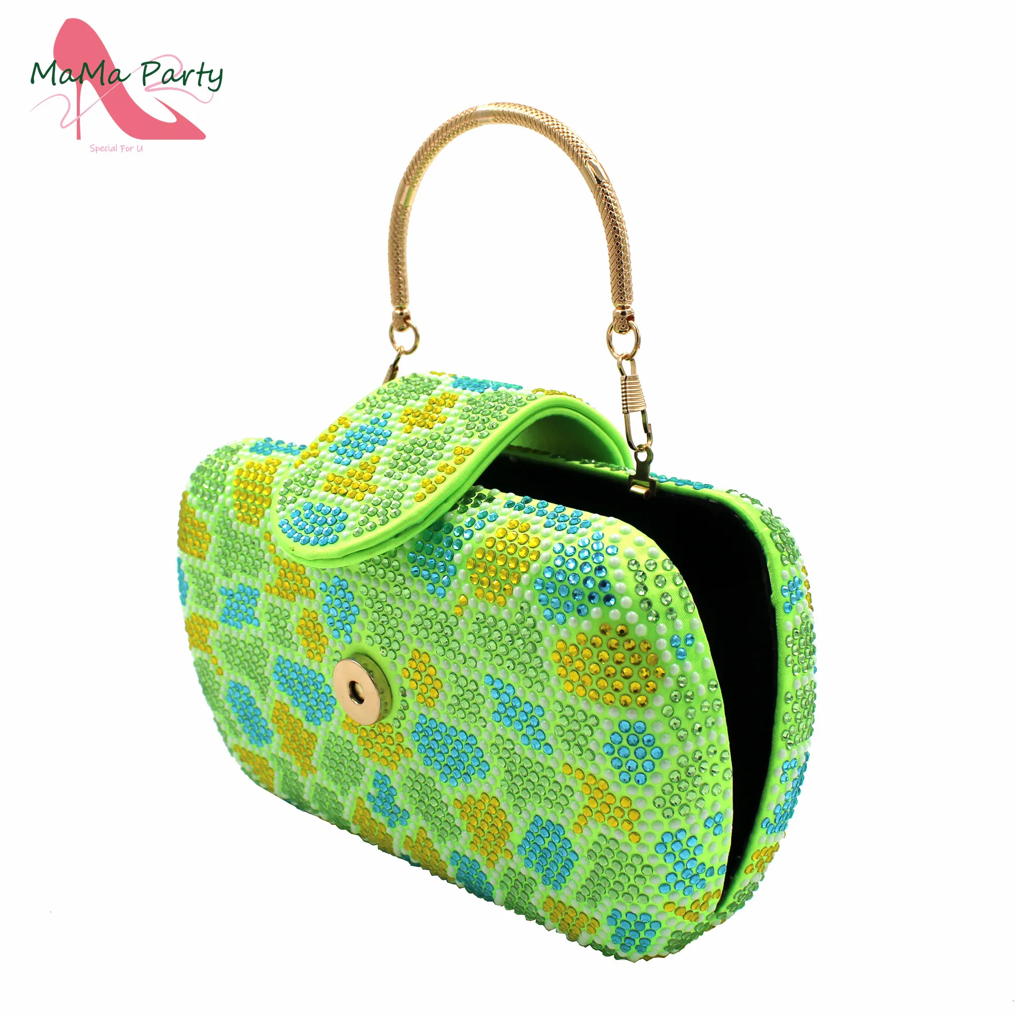 New Shoes and Matching Bag for Nigeria Party Fluorescent Green  Color for Women Ladies Italian Shoes and Bag Set