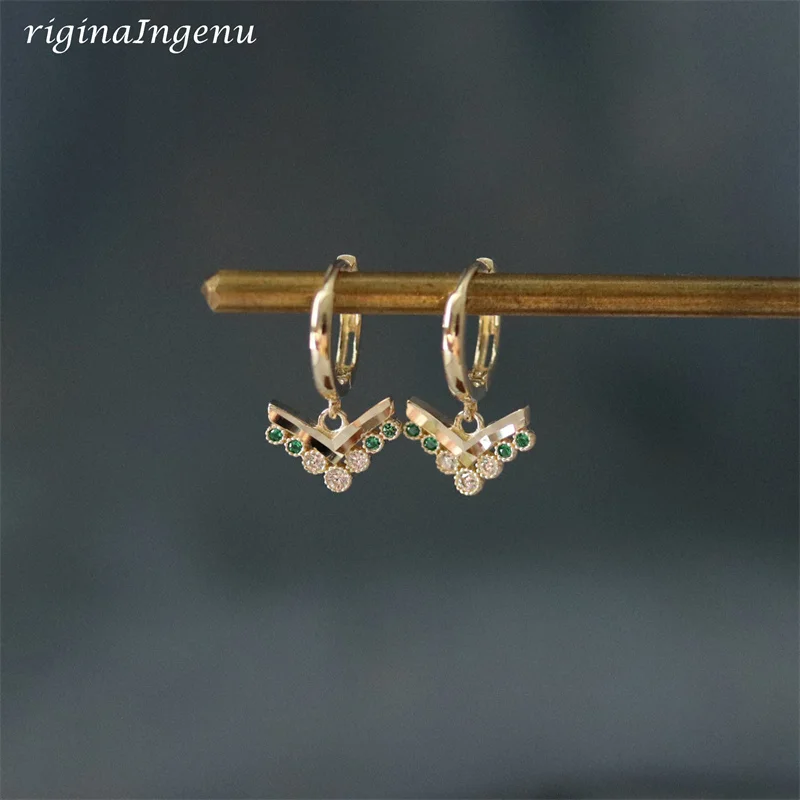 

Solid 9K Gold Drop Hoop Earrings Dainty Zircon Earrings Real Gold Hoop Jewelry Tarnish Resistan 9K Solid Gold Fine Jewelry