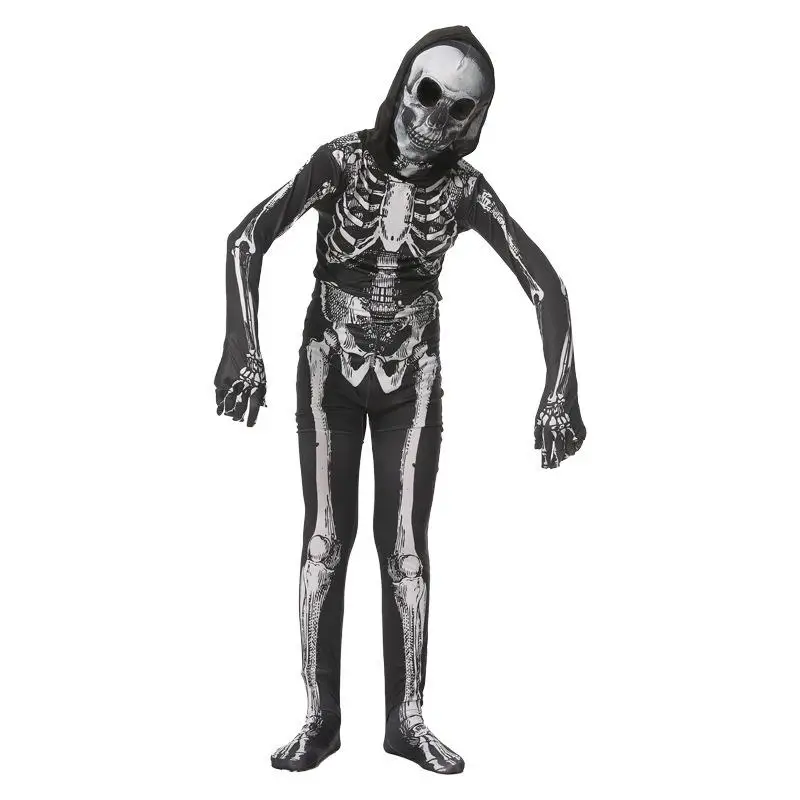 

Children's Skeleton Tight Clothes loween Death God Terrorist Costume Skeleton One-Piece Suit Role-Plang Costume