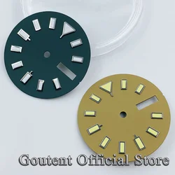 Goutent 28.5mm Sterile Watch Dial Blue Green Luminous Fit NH36 Automatic Movement With Date Window