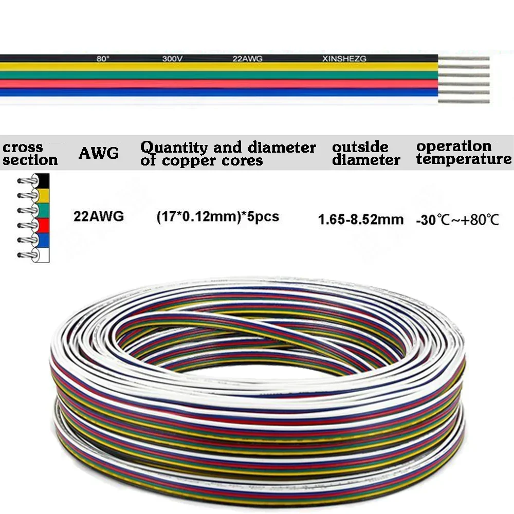 Electronic Cable Extension Wire, 22 AWG