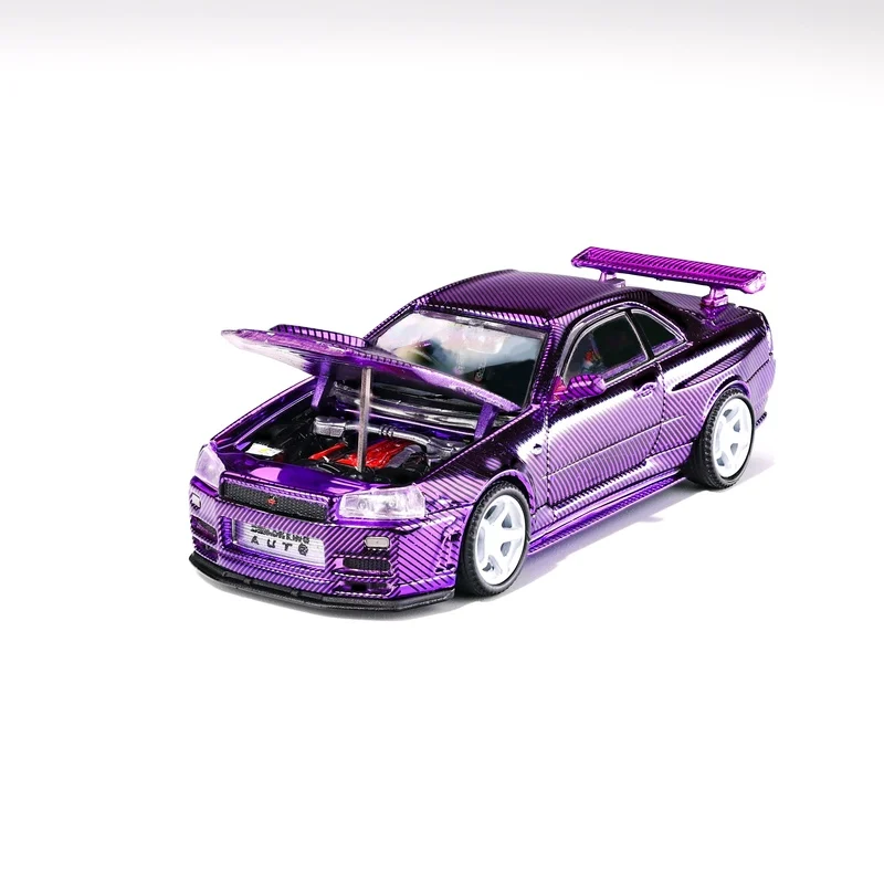 デモンキング オート 1:64 スカイライン GT-R34 シミュレーション合金静態車モデル、子供の祭りのギフト玩具、大人のコレクション装飾品。