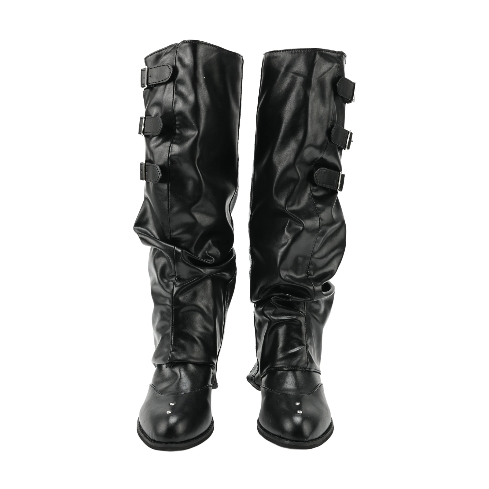 Women Punk Wasteland Cowboy Boots, Slouchy Buckle Knee High Cosplay Boots