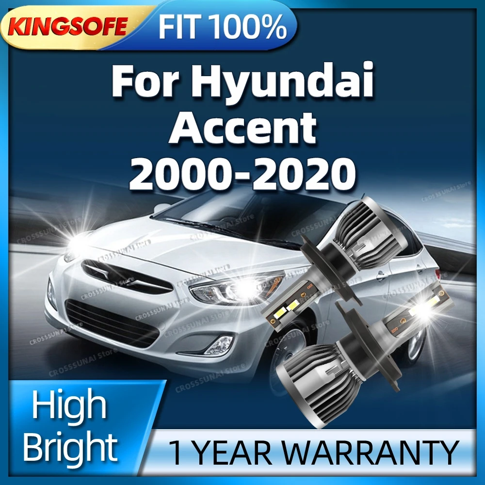

2Pcs LED Headlight 30000LM H4 Auto Lamp For Hyundai Accent 2000-2020 2009 2010 2011 2012 2013 2014 HiLo Beam Canbus Bulbs