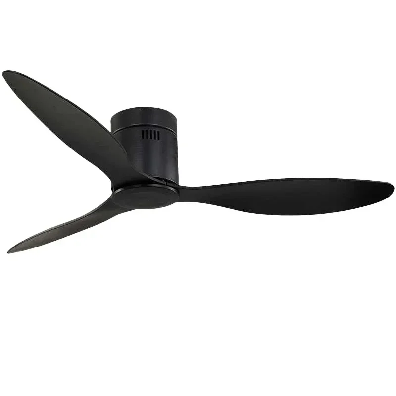 Modern Decoration 52 Inch Commercial Retro Black Mute 3 Plastic Blade Dc Remote Control Low Noise Ceiling Light with Fan