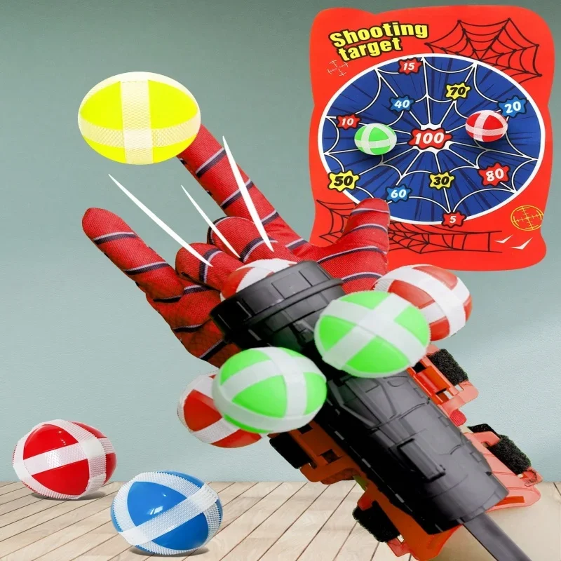 Spider man Launcher Children Wrist Ejection Sticky Ball Target Game Interactive Educational Shooters Toy Birthday Kids Gifts