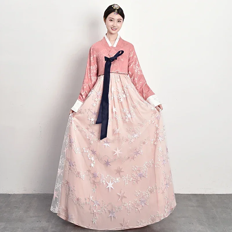 Adult women's high-end Korean clothing, gauze skirts, spring, summer, autumn traditional palace costumes, Korean ethnic dances