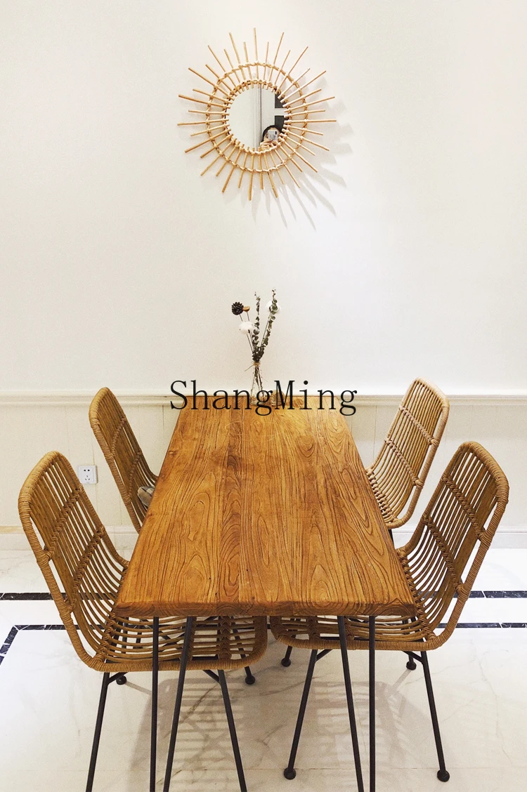 ZYY الترفيه في الهواء الطلق كرسي الروطان الحديد المطاوع شرفة كرسي طعام غير رسمي طاولة الروطان والكراسي بسيطة