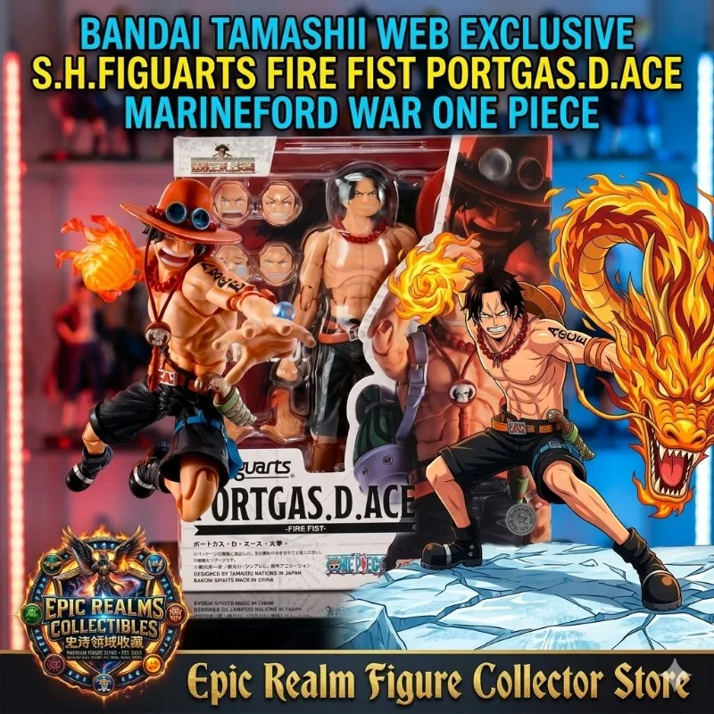 

Brand New In Stock 100% Original Bandai Shf Pirates of One Piece Portkaras Ace Fire Fist Top War Joint Genuine Figures in Motion