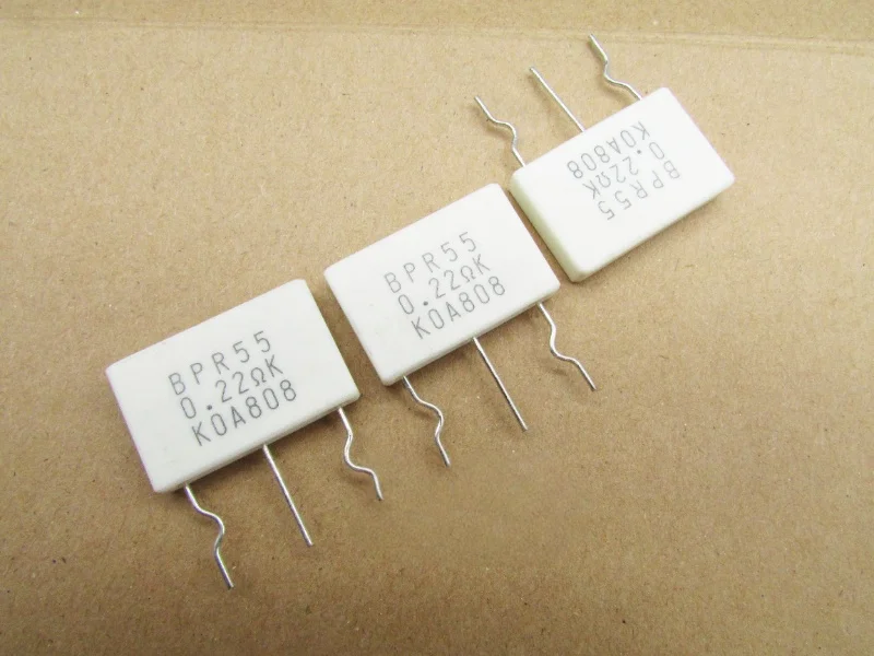 BPR55 0.22R 220MR 5W+5W BPR55CFR22K Power Amplifier 3PIN Ceramic cement resistor 26*17*5MM P=10+10MM