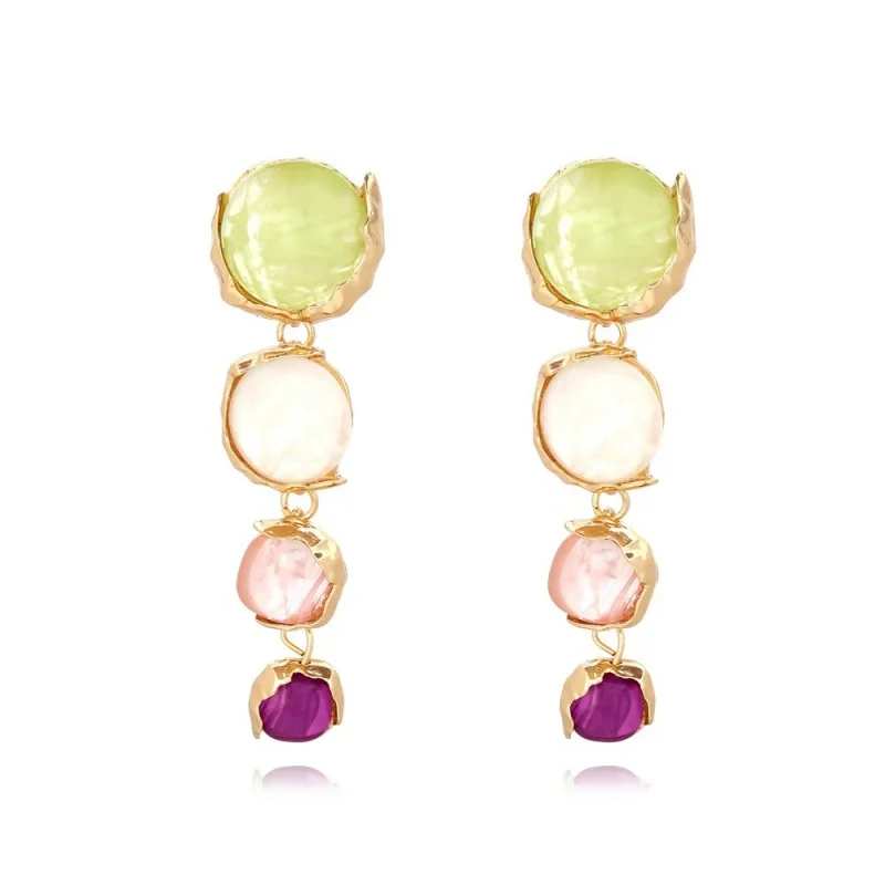 

Fashionable Long round Alloy Translucent Resin Geometric Earrings Elegant Women's Everyday Party Versatile Accessory Unique Jewe