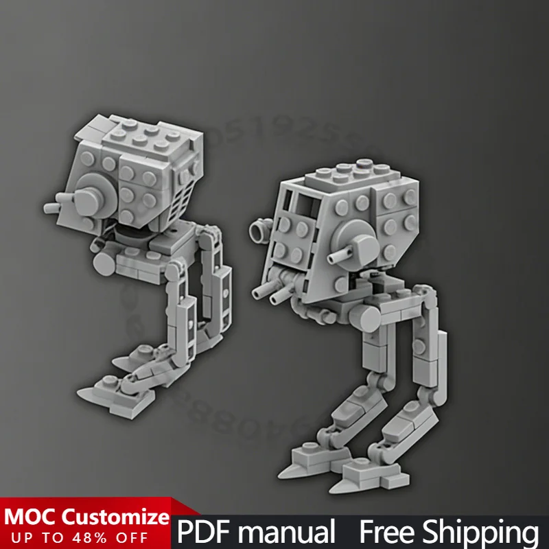 

300 PCS Minifigure Scale 1:128 Micro Scale All-Terrain Scout Walker Assault MOC Customize Modular Brick DIY Holiday Toy Gifts