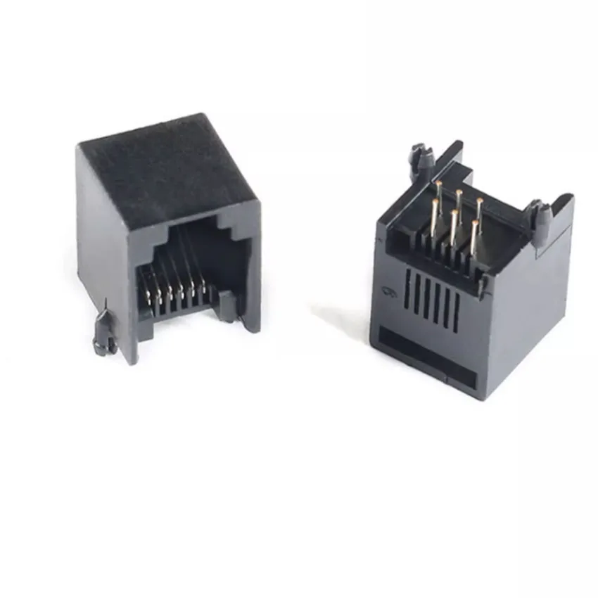 10PCS/Lot RJ12 Socket Telephone 90 Degrees 6Pin Crystal Female 6P6C Socket