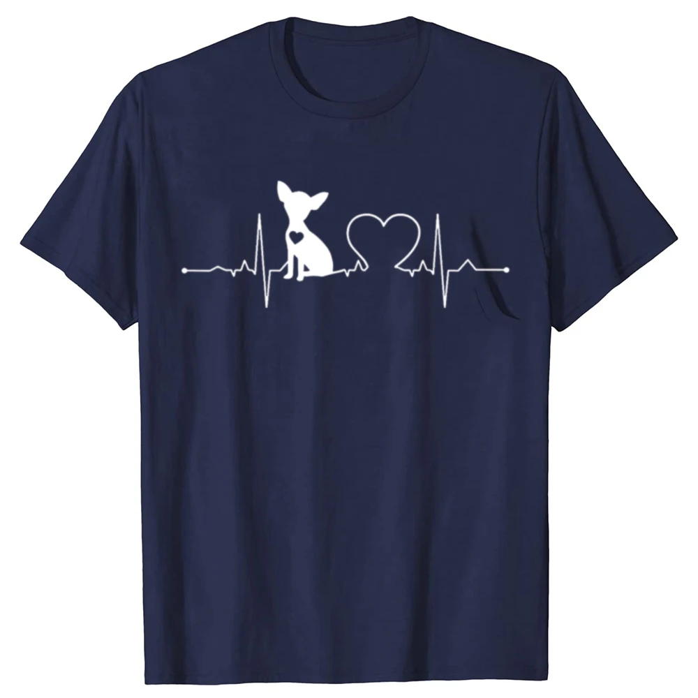 Lustiges Chihuahua-Hund-Herzschlag-T-Shirt, grafische T-Shirts für Herren und Damen, modisches Freizeit-T-Shirt aus 100 % Baumwolle, lockeres, übergroßes T-Shirt – Detail 3