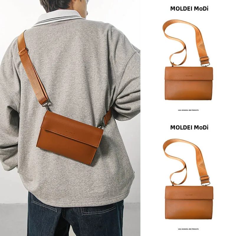 

Осень-зима, коричневая кожаная сумка через плечо для телефона, мужская универсальная нагрудная сумка, мягкая винтажная однотонная сумка маленького размера