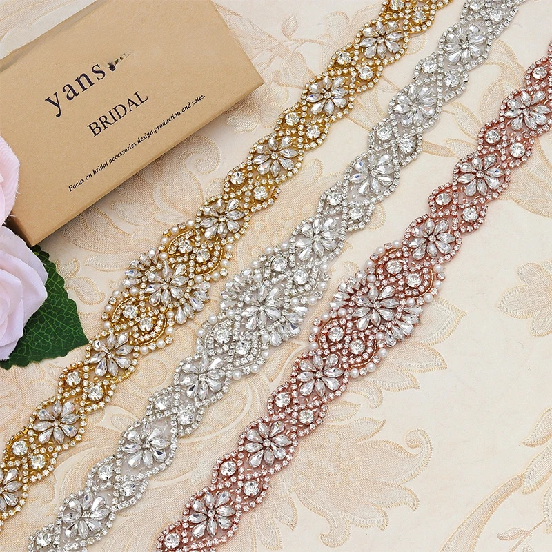 

DIY Hand-Sewn Bridal Rhinestone Waist Cincher, Crystal Embellished Belt for Wedding Dress Accessories Decor