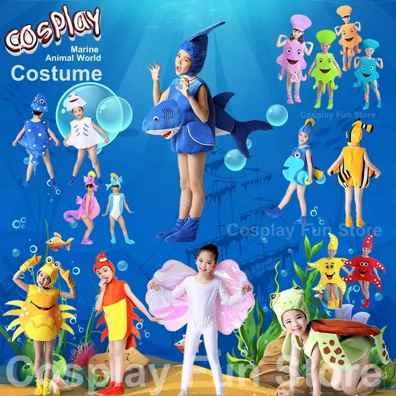 

Adult Child Marine Life Cosplay Costume Performance Clothing Set Hat Clothes Shoe Kids Anime Starfish Octopus Hippocampu Dolphin
