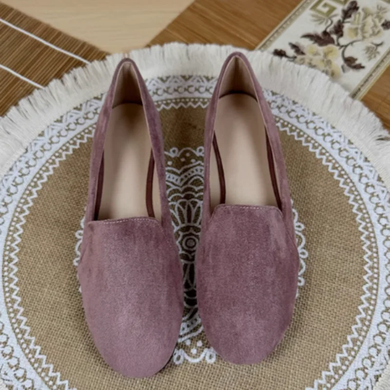 Women\'s Long Toe Seam Flats Long Toe Flock European And American Loafers For Driving And Walking Wide Fits Plus Sizes 33-48 28cm
