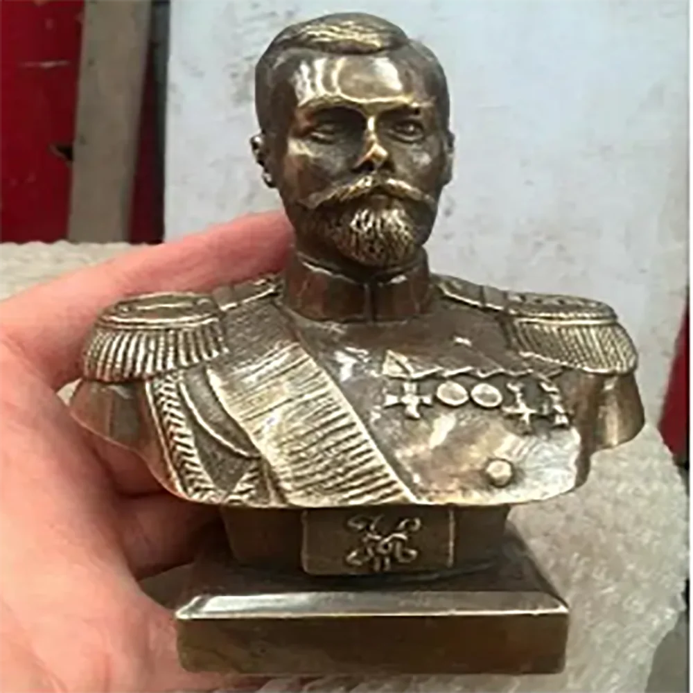 

Russian Tsar NICHOLAS II bust The tsar bust statue 5" H bronze statue Crafts Home Furnishing Arts pure copper