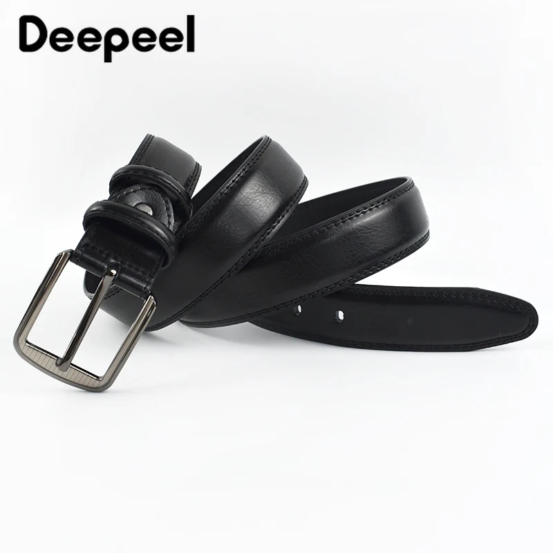 

1Pc Deepeel 37mm Wide Leather Men Belt Pin Buckle WaistBand Business Casual Men's Belts for Luxury Brand Jeans Accessories