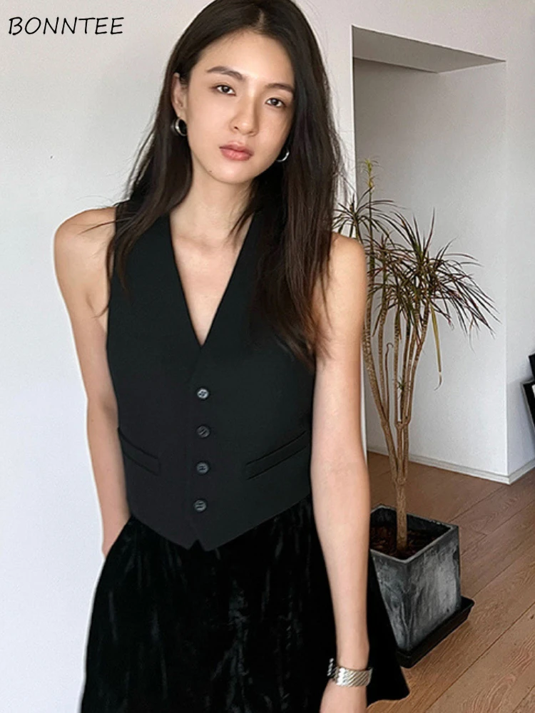 

Fashion Vests Women French Casual Vintage Office Lady Cleanfit All-match Designed Aesthetic Outwear Sleeveless Coat Womens Ins