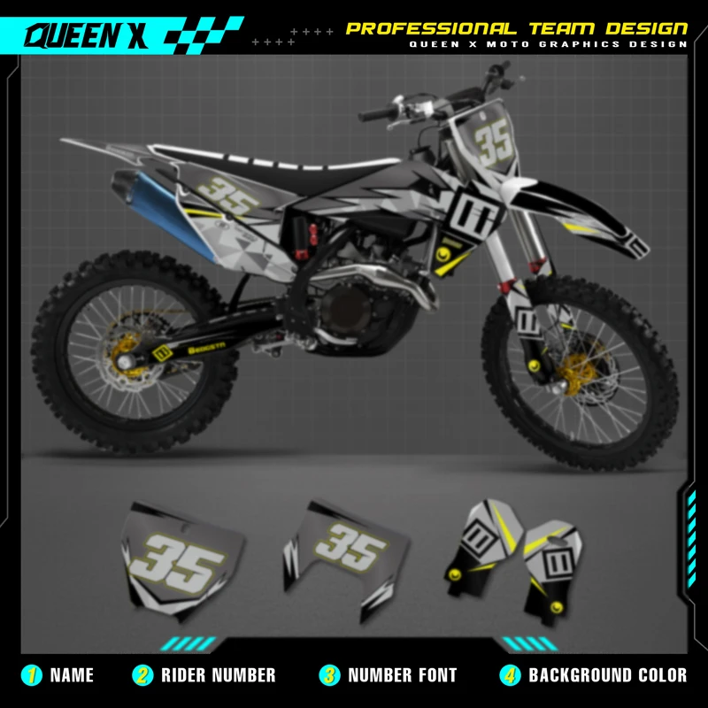 

Queen X MOTOR Custom Team графические наклейки, Набор наклеек для Husqvarna Decal 2019-2022 TC FC TX FX FS 20-23 TE FE 125-450CC 058