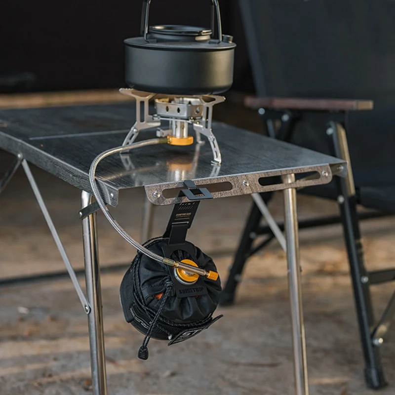 Crochet de suspension de bidon de gaz Kendetrip pour table de camping IGT, pince en acier inoxydable, gaz butane, accessoires précieux