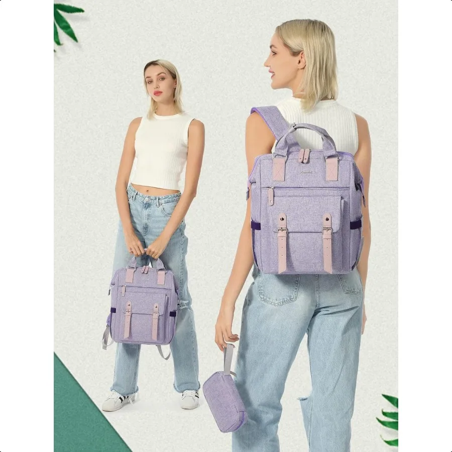 Laptop-Rucksack für Damen, 15,6 Zoll, Lehrer- und Krankenschwestertasche, Arbeit, Reisen, Computer-Rucksäcke, Geldbörse, College-Büchertasche für die Schule, Wasserres