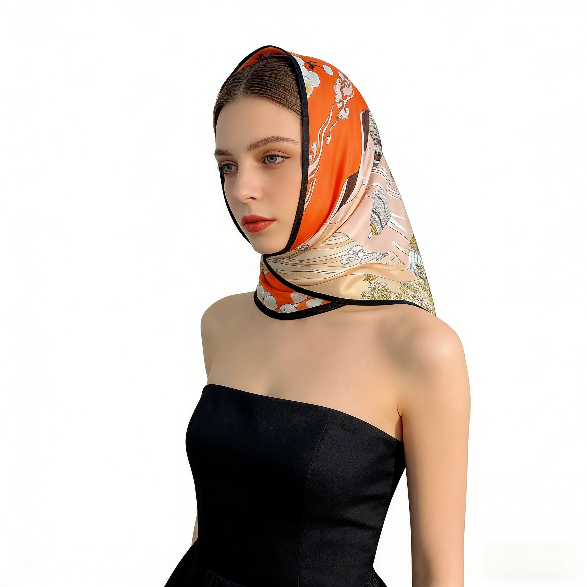 1pc70cm wedding silk scarf women's bag headscarf versatile silk square scarf good-looking scarf evening date silk scarf