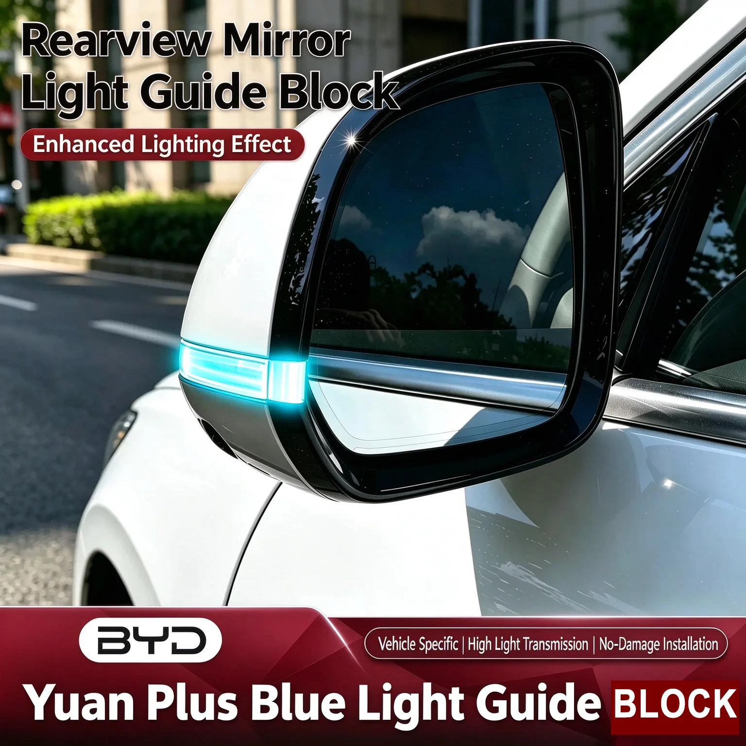 Rearview Mirror Small Blue/Yellow Light Guide Block for BYD Yuan Plus  Intelligent Driving Assist Steering Light