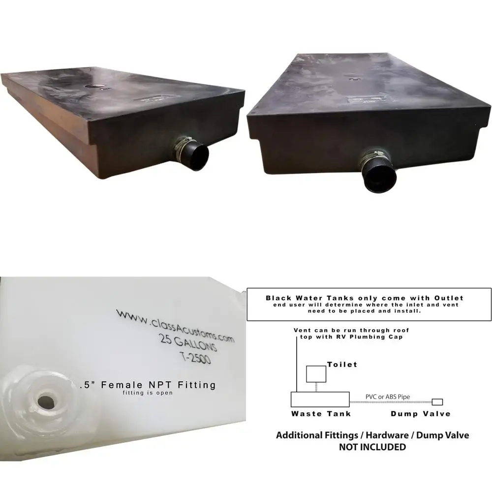 RV Waste Black Water Holding Tank 48 Gallon, 56 x 30 x 9, Heavy Duty WT-4800 Equivalent