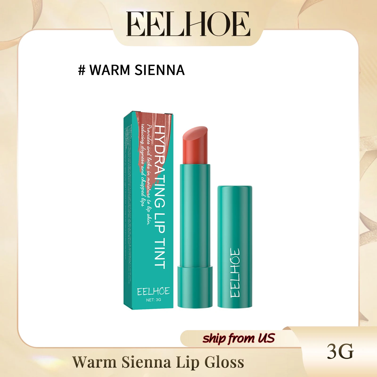 Eelhoe Warm Sienna Lip Gloss Hydrates Lips Reduces Lip Lines Reduces Dry Cracked And Dead Skin Moistens Plump And Full Lip Gloss