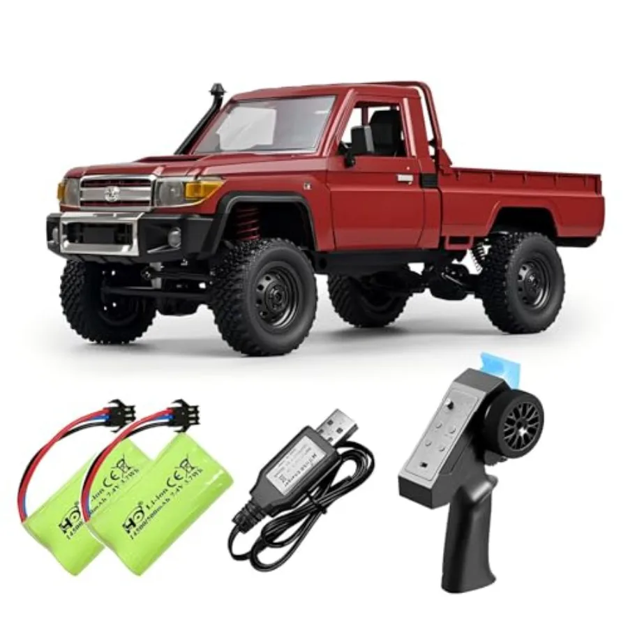 

1/12 Scale RC Rock Crawler Truck 4x4 Off-Road Remote Control Car with 2.4GHz Remote and Dual 1200mAh Batteries in Black Ideal G