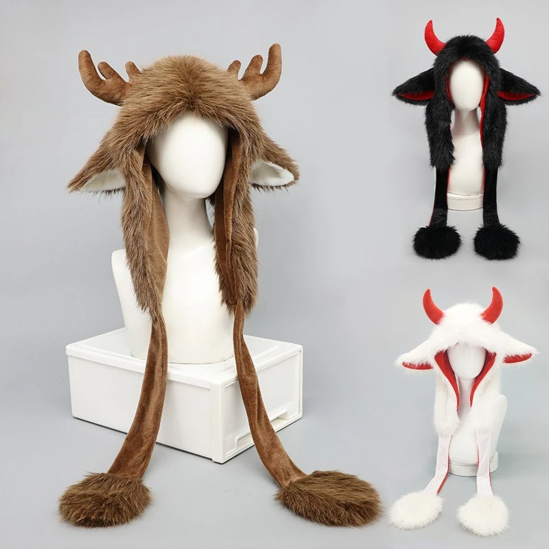 Versatili cappelli Lei Feng in pile Teddy per donna Autunno e inverno Cappelli paraorecchie foderati caldi Coppia - stile cinturino Copricapo caldo