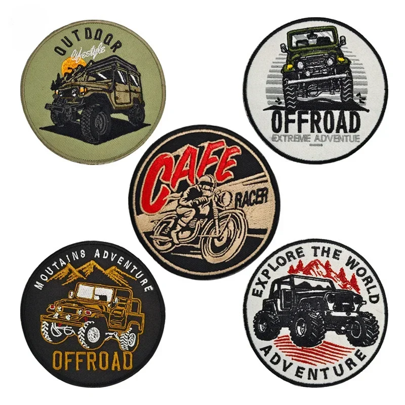 

Off-road Vehicle Embroidery Patches Travel CAFE RACER Morale Badge Backpack Decorative Sticker