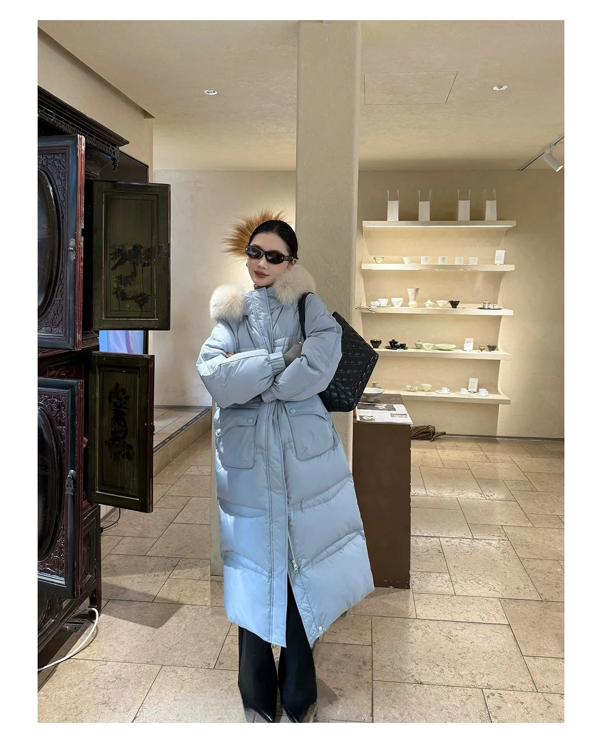 

Womens 2025 Winter Long Down Coat White Duck Fur Hooded Parka Oversized Luxe Warm Maxi Puffer Jacket