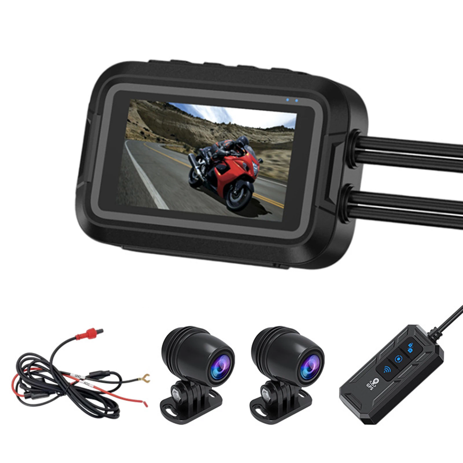 

1080P Motorcycle Driving Recorder Hd Camera Equipped 3.0 Inch Screen with Wire-Controlled Dual-Lens Ip65 Waterproof GPS Recorder