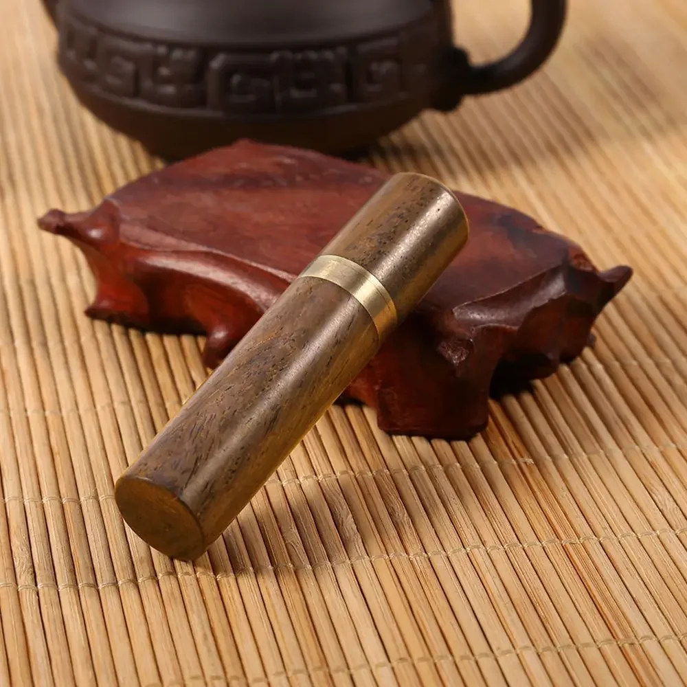 Wooden Toothpick Holder Pearwood Wood Capsule Bucket Box Hiking Portable Toothpick Needle Holder Handmade Ebony Storage Box