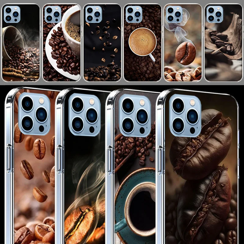 Newly Baked Coffee Beans Clear For Apple iPhone 16 15 Pro Max Cover 14 Plus 13 12 Mini 11 Pro XR XS Max Phone Case Silicone TPU